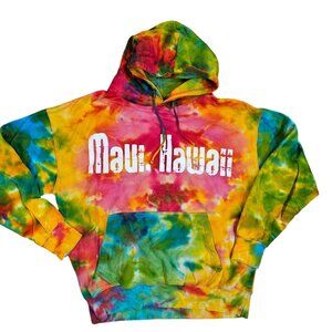 Y2K‎ XL Colorful Tiedye Maui Hawaiian Hoodie Hooded Sweatshirt Hippie Surfer